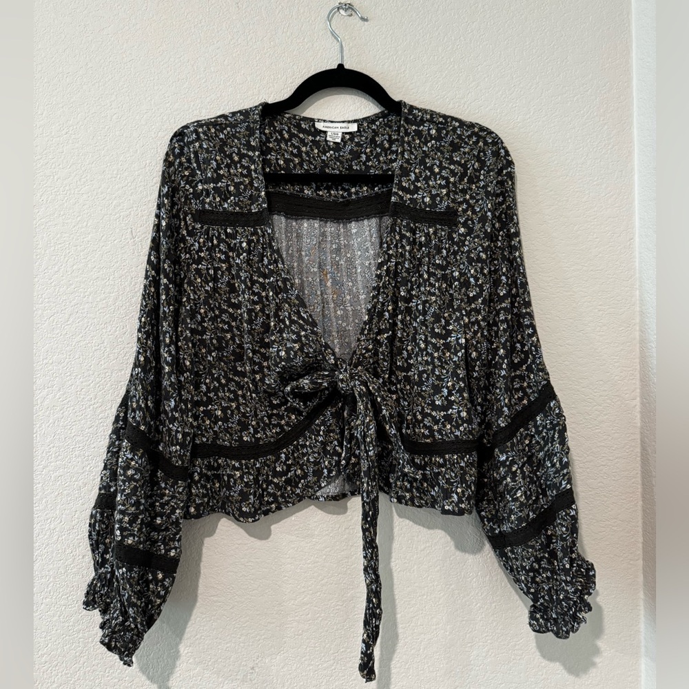 American Eagle Floral Top - Tie Front